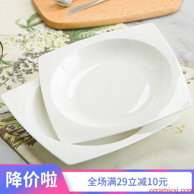 Jingdezhen ceramic dish dish dish creative household Nordic western - style food dish fish ipads plate dish soup plate under pure white glazed tableware