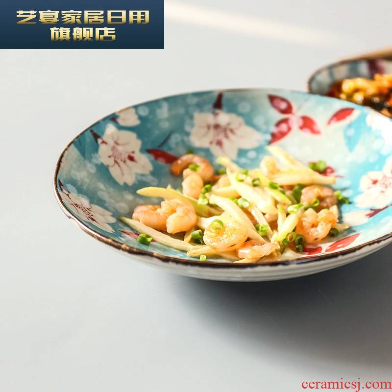 Five sl one Japanese mangnolia ceramic tableware suit m bowl chopsticks soup bowl dish dish dish soup spoon