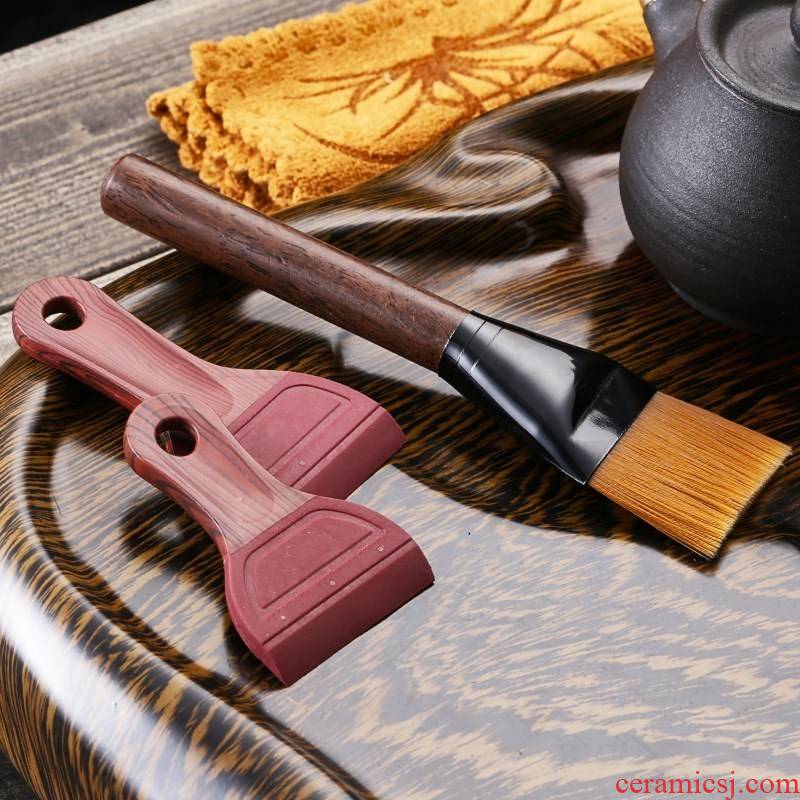 Tea table scraper out more Tea tray Tea brush cleaning plastic handle long handle tools brush wipers plate slag solid wood