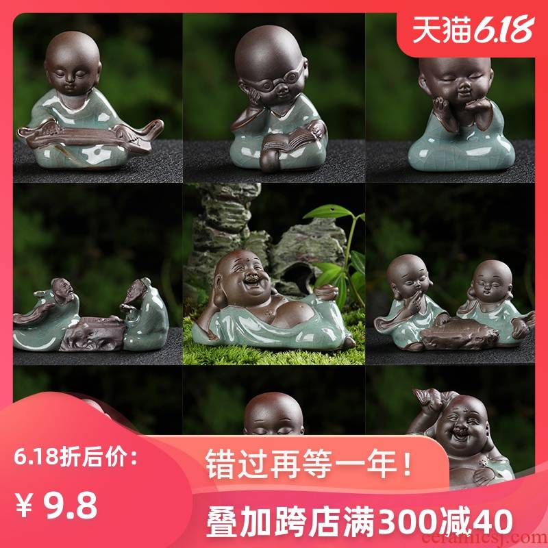 Ceramic up pet flowers familiar place tea elder brother play car tea tray flowerpot maitreya, the young monk special package mail ornament