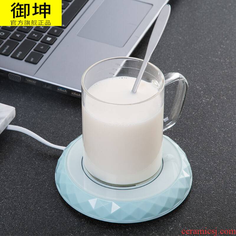 Constant temperature mark cup with cover teaspoons of 55 degrees warm heating insulation glass ceramic coffee lovers creative cup milk