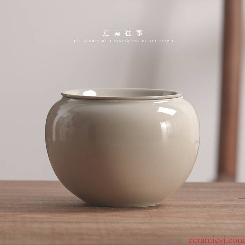 Jiangnan past Japanese built water wash to tea plant ash glaze in hot water jar barrels of household kung fu tea accessories