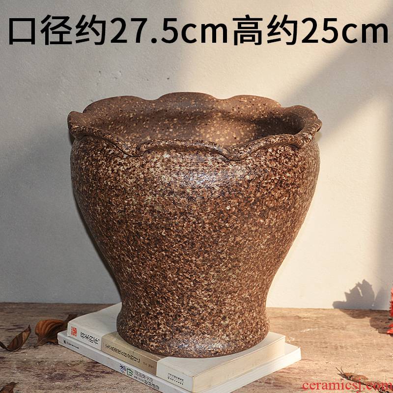 Fleshy mage flowerpot manual coarse clay POTS contracted sets of large diameter ceramic basin practical joker big flower pot