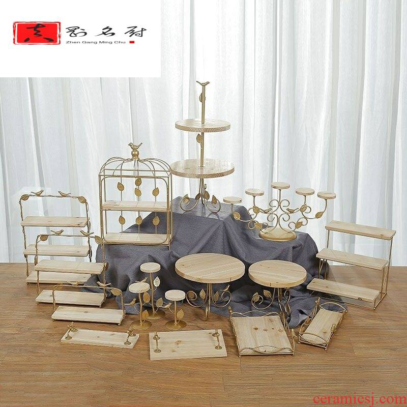Dessert stage wooden furnishing articles and tea decorated photographic prop creative decoration buffet table decoration plate of ins