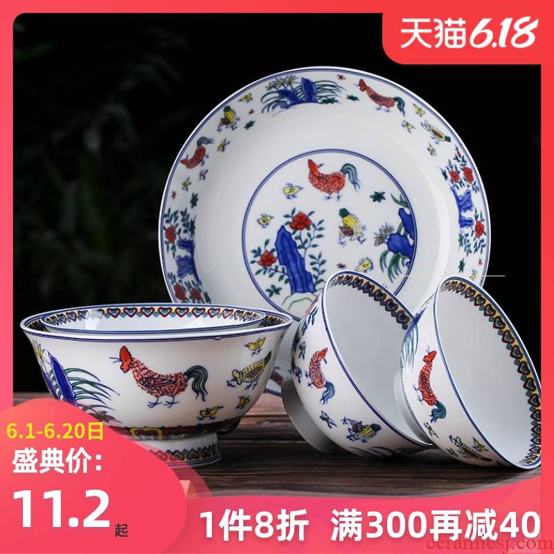 Jingdezhen ceramic household archaize rice bowls high anti steamed rainbow such as bowl bowl bowl mercifully single soup dishes suit