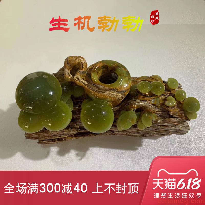 Getting a new lease of antique brass jade mushroom stump furnishing articles furnishing articles sitting room porch household teahouse creative decoration gifts