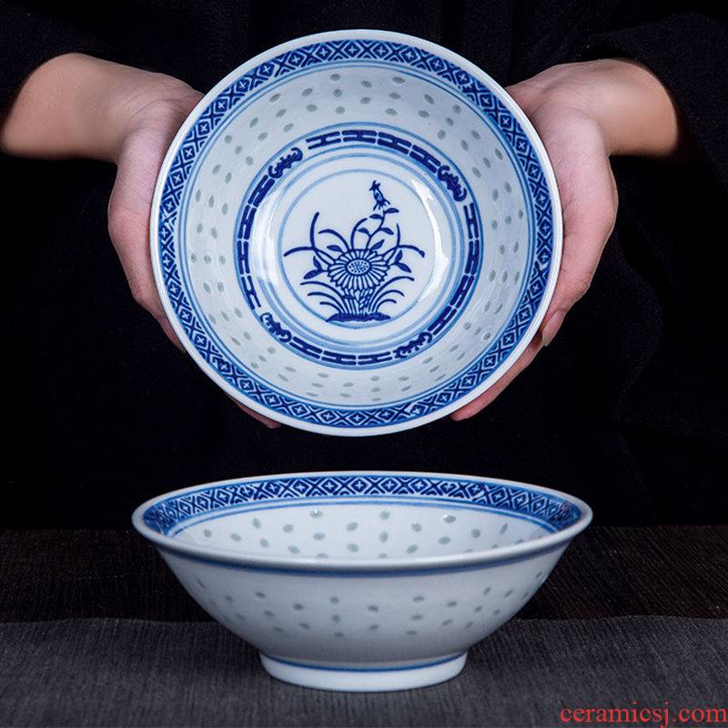 Rice bowls bowl rainbow such as bowl and exquisite ceramic bowl of blue and white porcelain expressions using shallow bowl of jingdezhen glaze color under microwave tableware