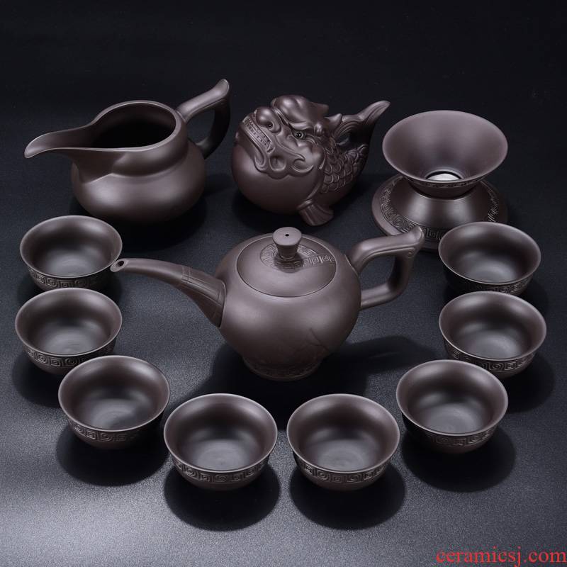 Hk xin rui purple kung fu tea set domestic ore zisha teapot cup of a complete set of gift set tea gift boxes