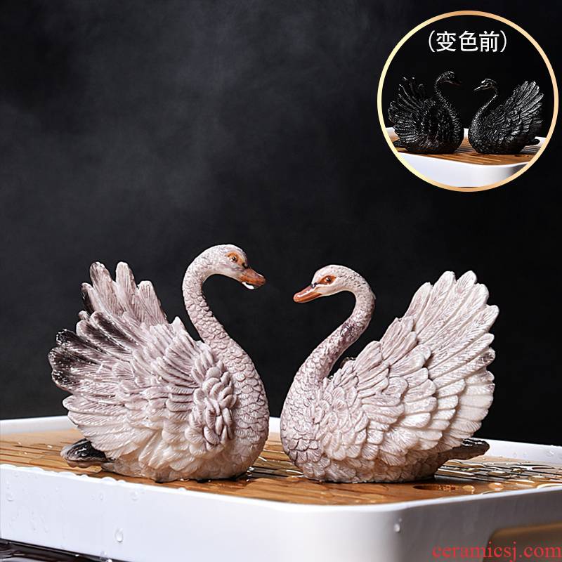 Tea pet discoloration of the mythical wild animal swan Tea tray was creative accessories accessories for its ehrs play Tea Tea Tea set furnishing articles