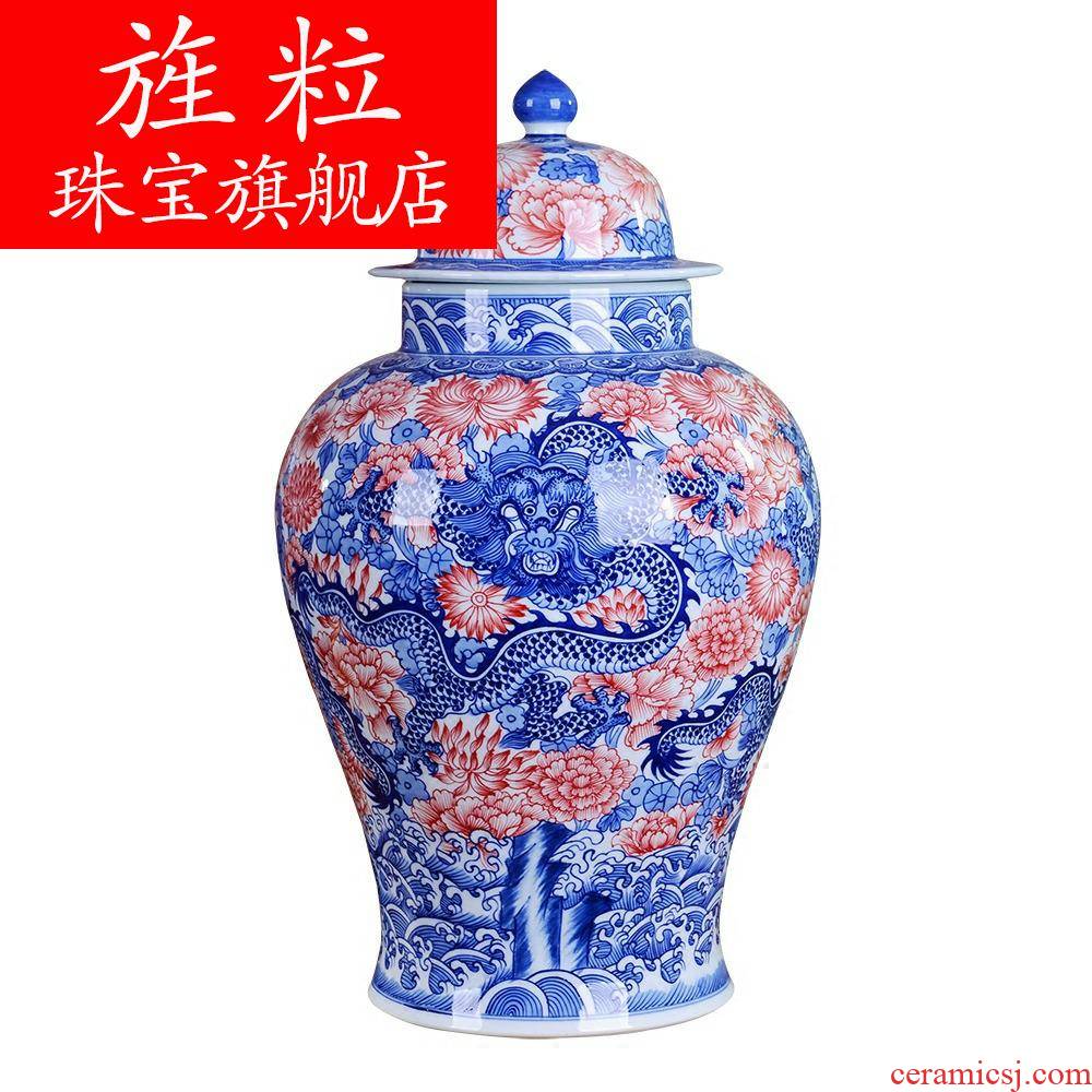 Q8 jingdezhen ceramic furnishing articles hand - made youligong in extremely good fortune general blue and white porcelain jar of large modern Chinese style dress