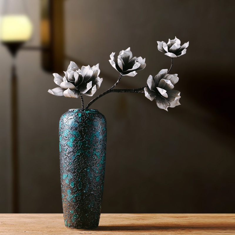 The New Chinese jingdezhen ceramic table dry flower vase is placed indoor living room TV cabinet ikebana art ornaments