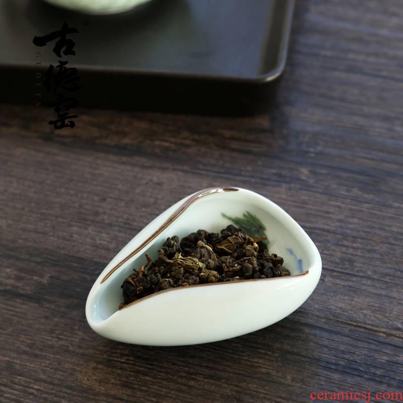 Variable hand - made porcelain enjoy tea holder celadon kung fu tea tea tea is TSP tea spoon ceramics parts with zero
