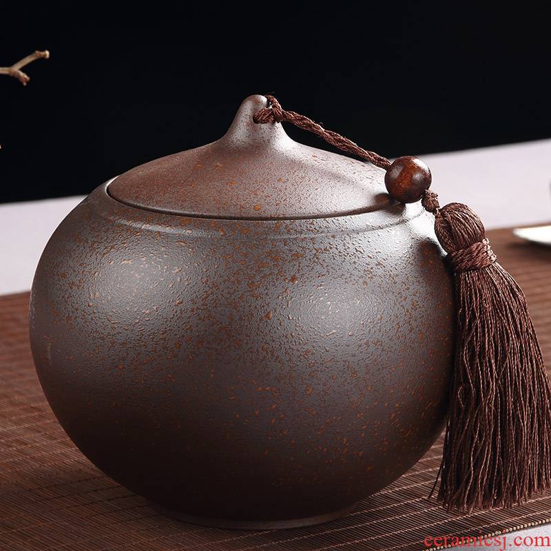 Coarse pottery caddy fixings large ceramic POTS awake firewood piggy bank seal black tea tea pot