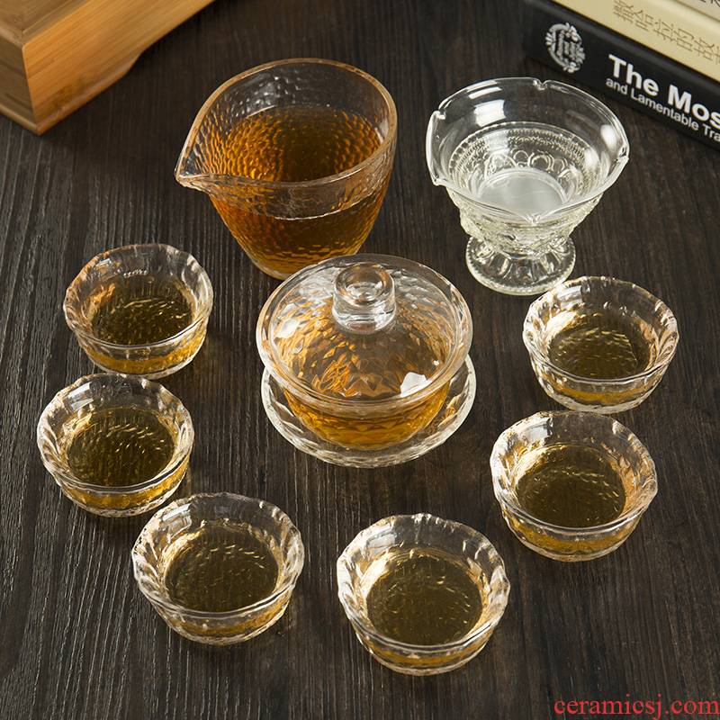 Ronkin contracted glass tea set suit household kunfu tea rushed modern transparent mercifully tea cup 6 pack