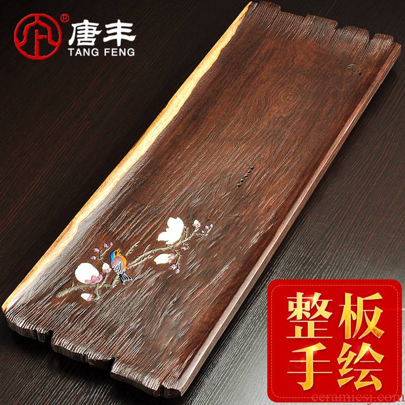 Tang Feng the whole piece of ebony log wood tea tray was large tea board dry drainage type tea table kongfu tea sea ship