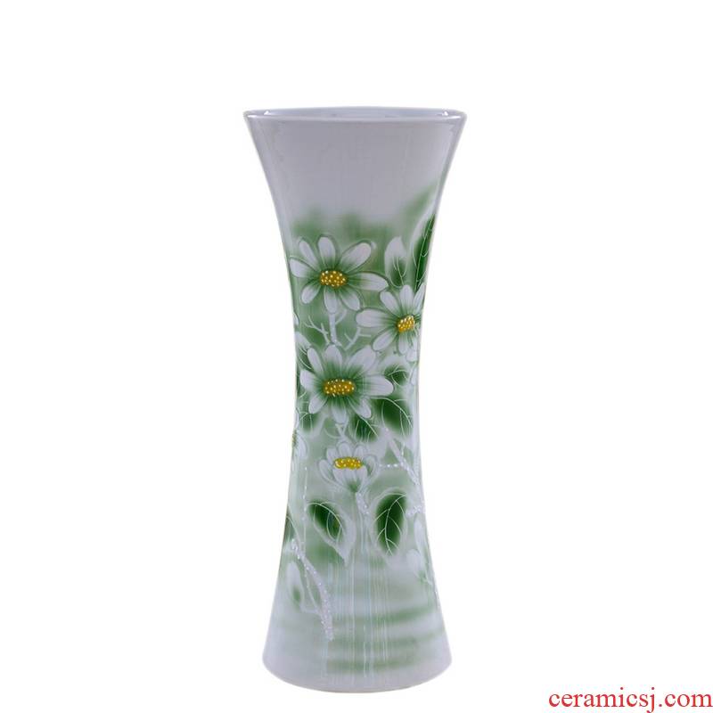 Jingdezhen porcelain, ceramic art of autumn snow figure ulrich famous flower vase manual line decoration furnishing articles