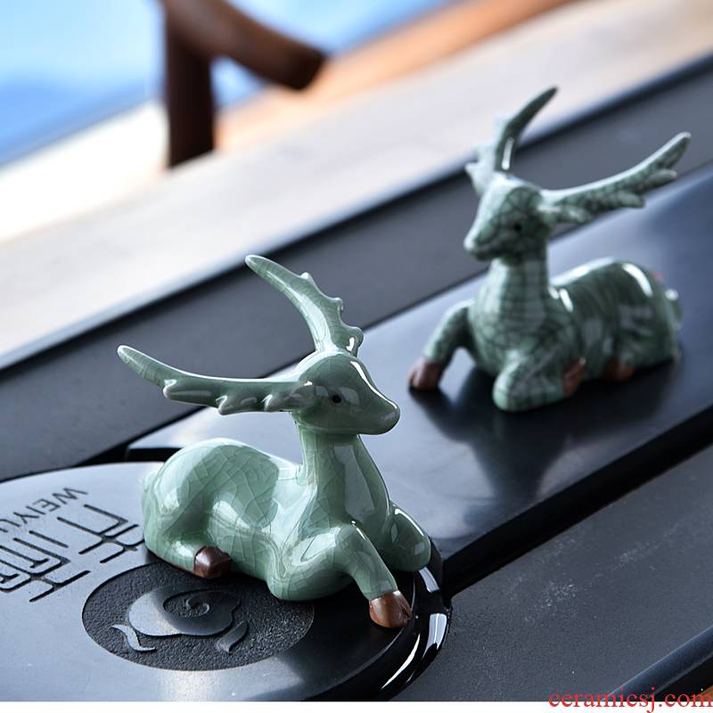 Hong bo acura ceramic deer creative sika deer tea pet deer living room a study desk) base furnishing articles