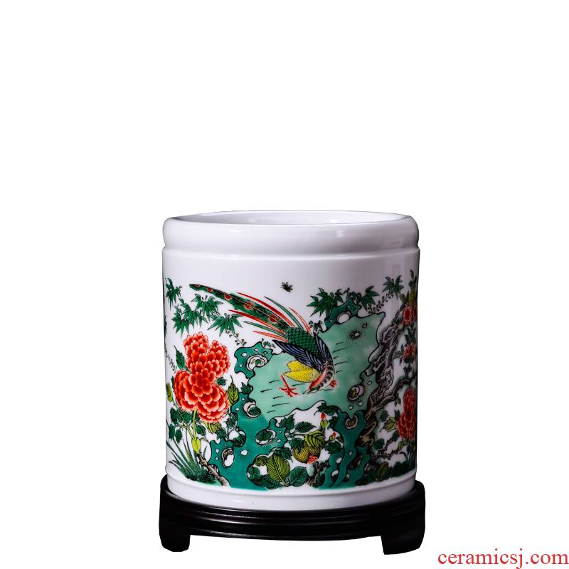 Porcelain, jingdezhen ceramic small brush pot creative study office desktop furnishing articles the icing on the cake gift ornament