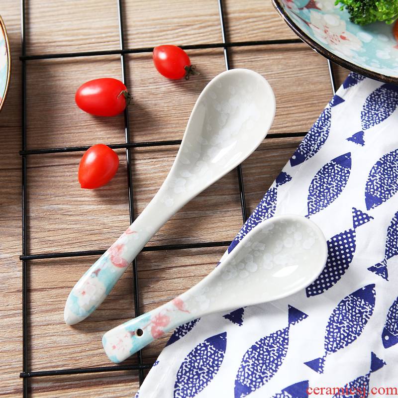 Under the glaze color Japanese - style tableware hand - made ceramic spoon, spoon, spoon, spoon, spoon, small spoon, ladle