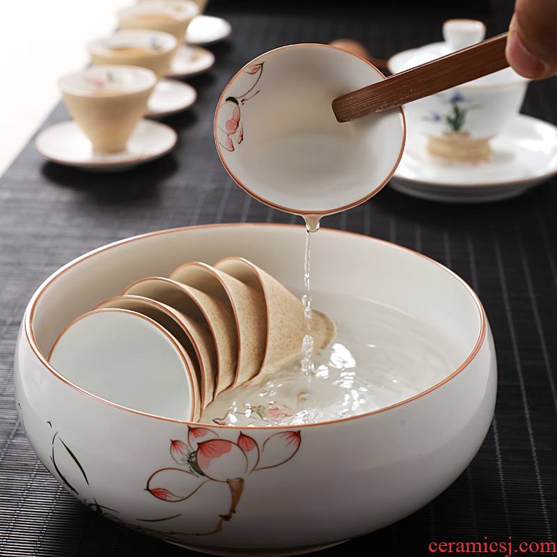 Hong bo acura hand - made tea for wash your kung fu tea set with parts of jingdezhen hand - made ceramic tea cup large bath