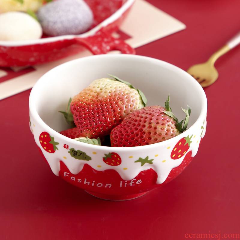 Ceramic bowl with lovely creative fruit vegetables salad bowl cartoon plate sweetmeats strawberry to use of the individual
