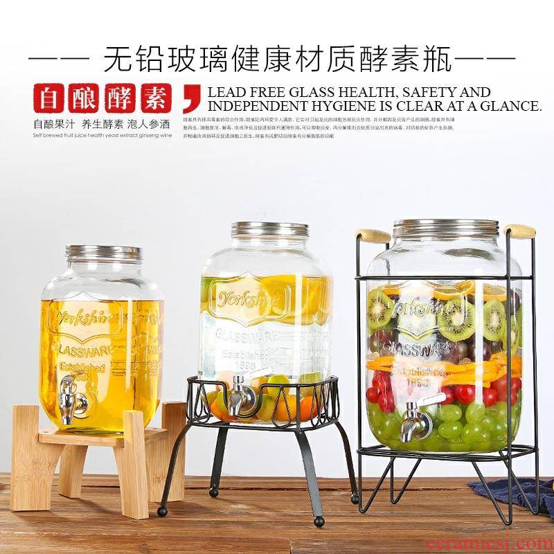 8 l lead - free thickening artificial glass juice jar with faucet ultimately responds barrels of drinking water barrels with base bag in the mail