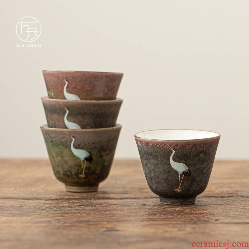 Japanese as cranes kung fu tea cup coarse pottery up ceramics sample tea cup ceramic cups master cup single CPU