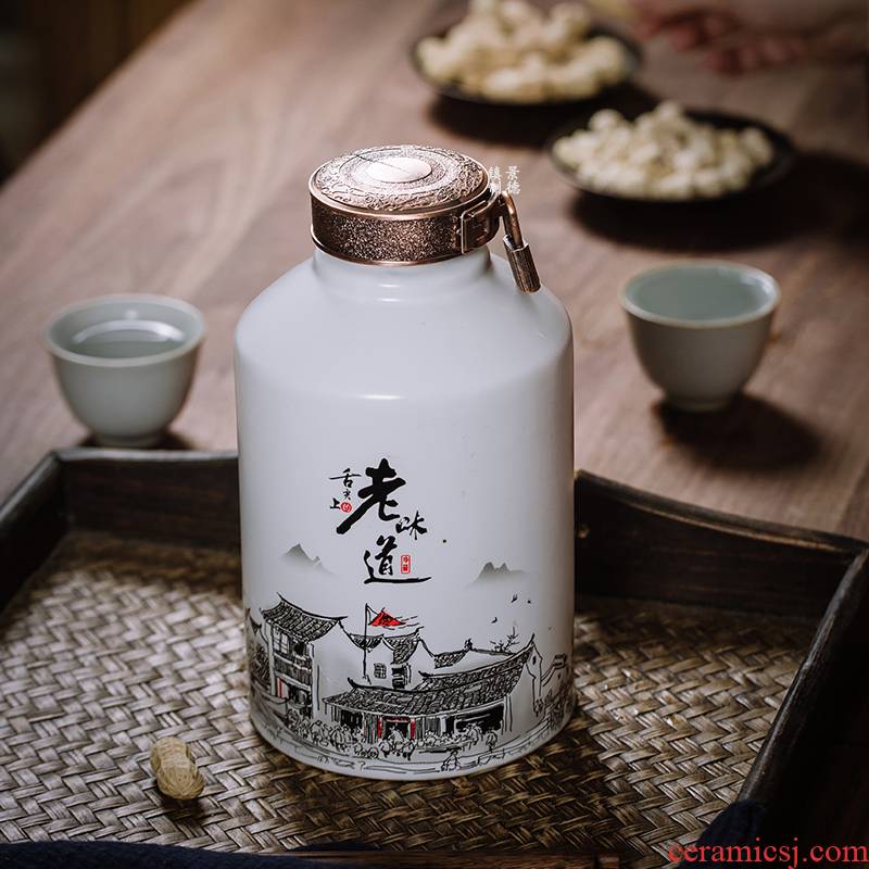 1 kg of jingdezhen ceramic bottle of liquor bottles 2/3/5/10 jins to household seal wine hip little jars