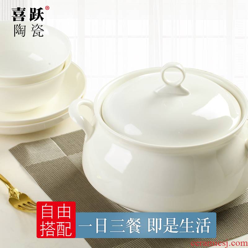 Jingdezhen glaze under pure 】 【 free combination of DIY jobs plates rainbow such as bowl bowl spoon, cutlery set