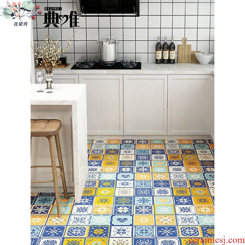 Kitchen floor tile ground waterproof non - slip wear - resistant ceramic tile adhesive stickers to decorate toilet bathroom floor toilet
