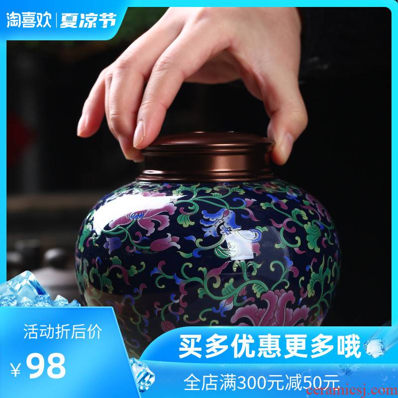 The Crown chang caddy fixings ceramic seal colored enamel craft white tea, green tea tea boxes moisture storage tank loose tea pot