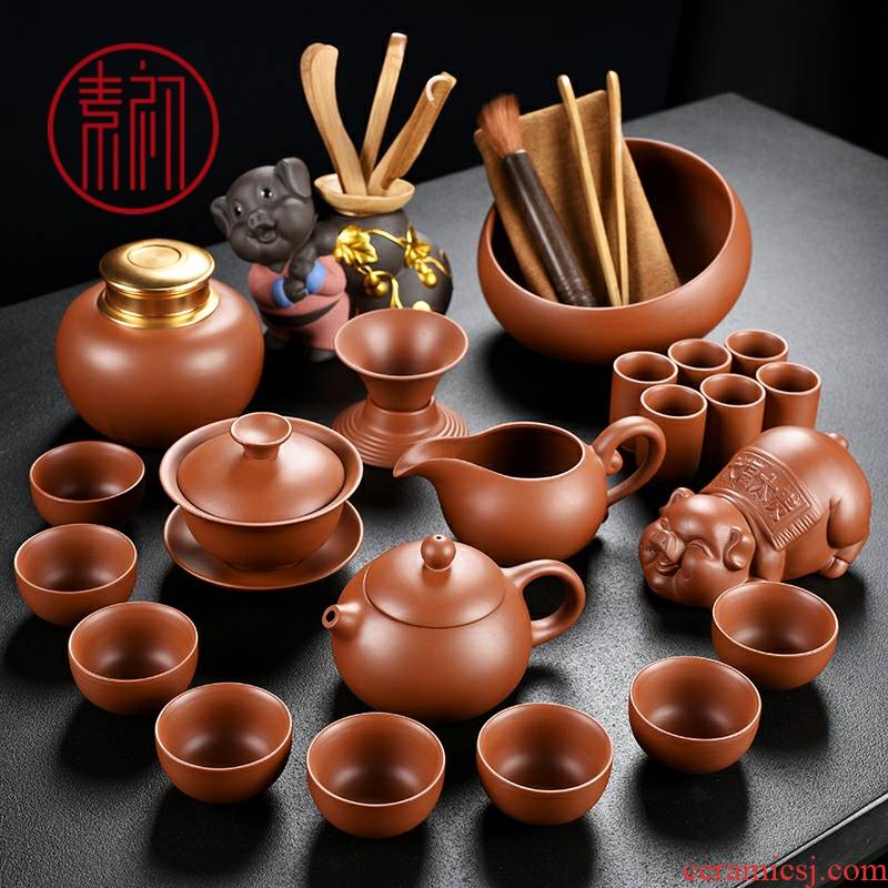 Element in the early xi shi household tea tea pot of red mud purple sand tea set the teapot teacup kung fu tea set