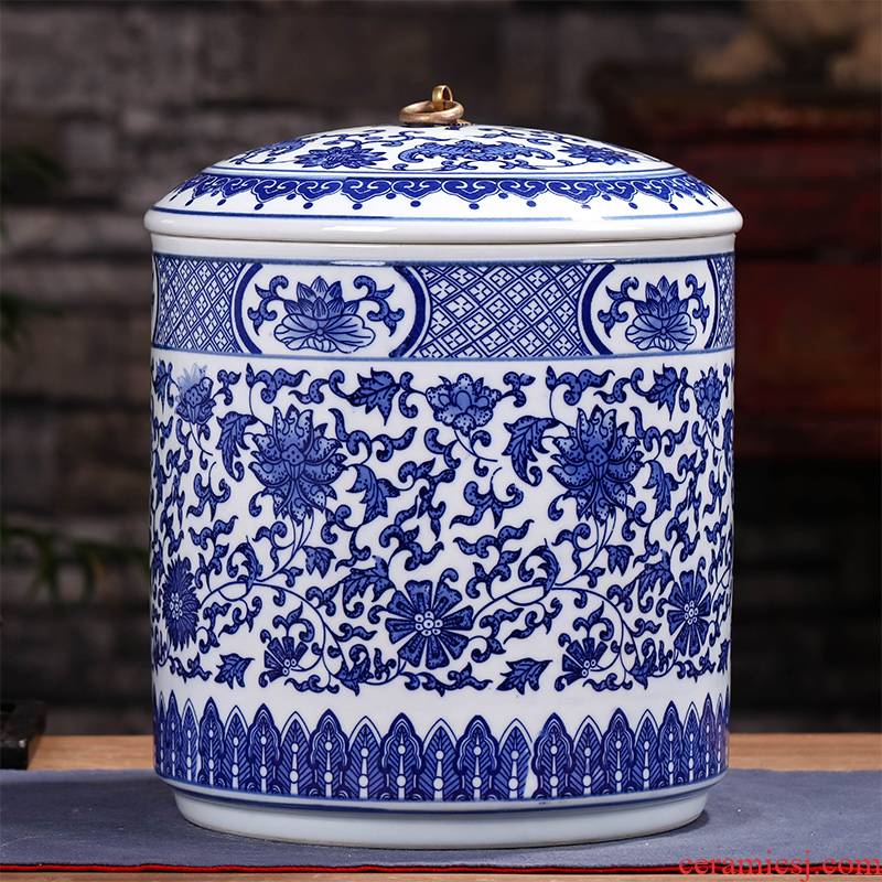 Jingdezhen ceramic POTS caddy fixings bread seven large tea urn home wake seal pot store pu - erh tea POTS