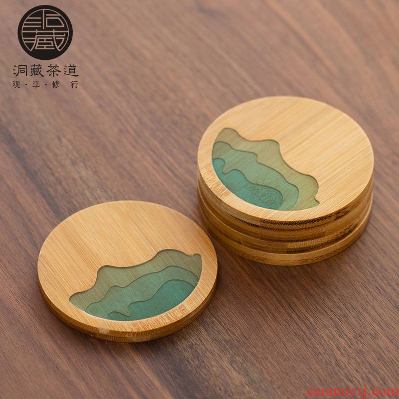 In building cup mat tea sets accessories tea cup mat bamboo household saucer bamboo kung fu tea cup pad