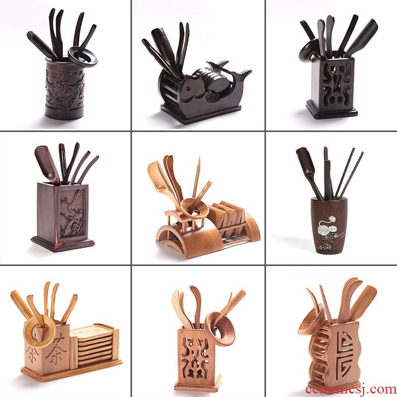Kung fu tea accessories tea tea six gentleman 6 suit ebony wood household whole bamboo tea tool