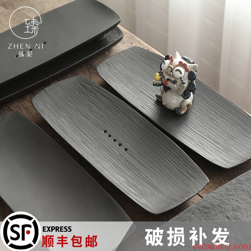 Sharply by mud stone tea tray was Japanese household whole piece of natural stone tea table contracted small stone dry tea tray