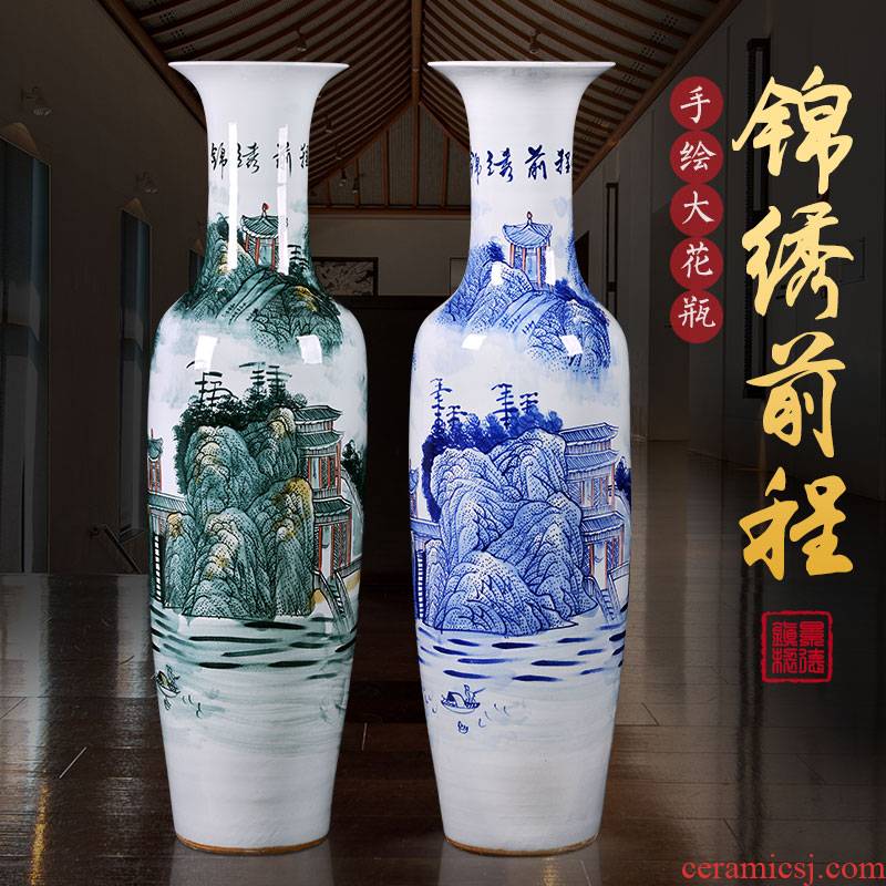 Jingdezhen ceramics of large vases, hand - made Chinese style hotel porcelain of the sitting room adornment is placed large extra large