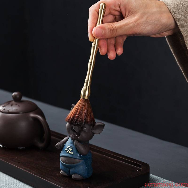 The art of copper brush kung fu tea accessories tea YangHuBi sweep brush brush Japanese small parts of tea tea