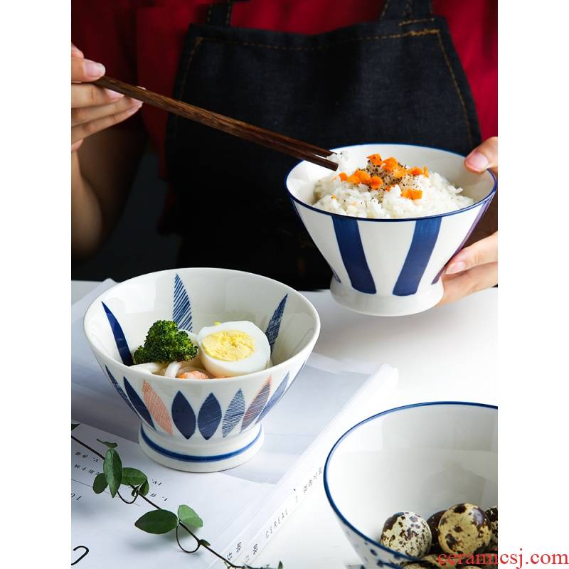 Choi pomelo Japanese hand - made ceramic bowl home eat rice tall bowl hat to small rainbow such as bowl bowl bowl of rice bowls horn