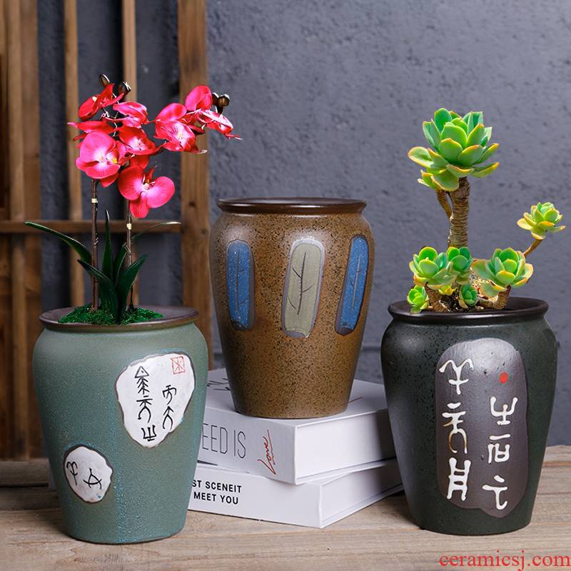 More meat pot ceramic orchid the plants creative move restoring ancient ways coarse pottery breathable Lao - zhuang butterfly orchid special offer a clearance