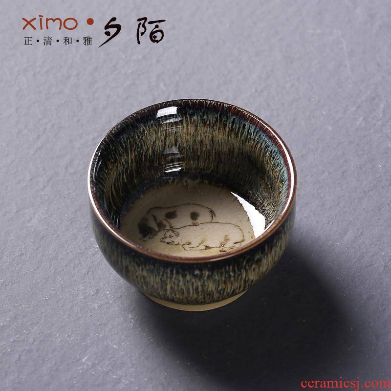 Chinese zodiac master cup ceramic cups single CPU kung fu tea tea set to build small, red glaze bowl is a single house