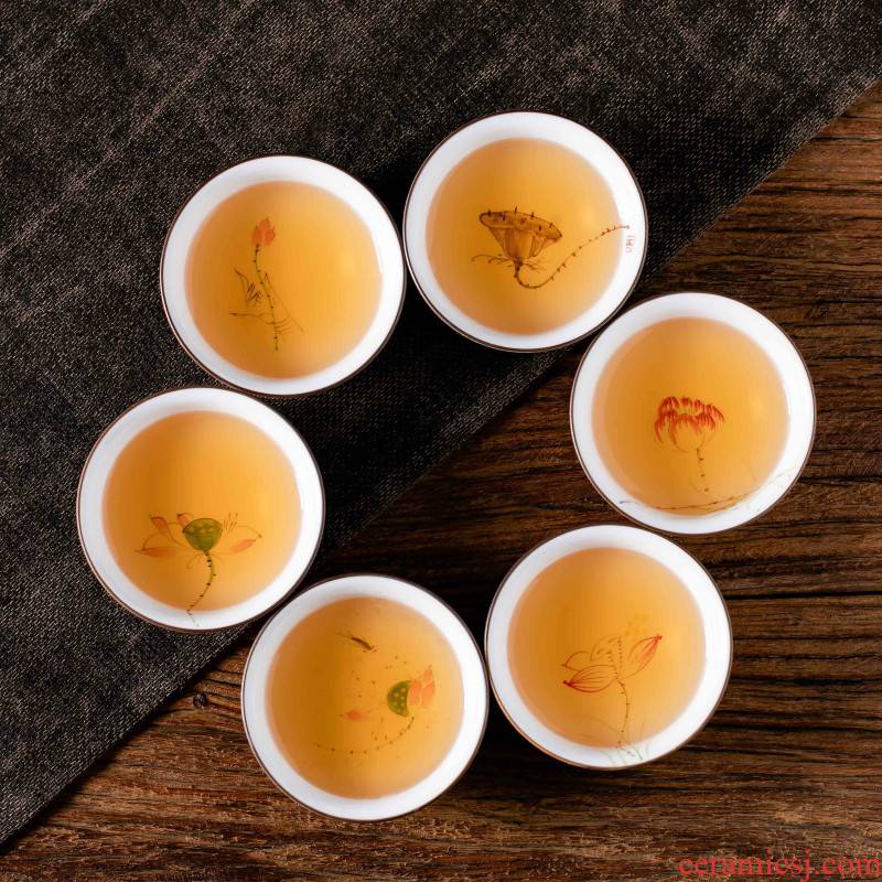 Fujian and Japanese ceramic cups household masters cup single cup sample tea cup hand - made coarse pottery bowl kung fu tea set