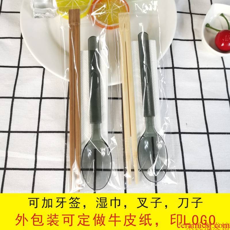 The Disposable chopsticks four - piece three - piece chopsticks spoons toothpick wet towel paper towels with customized logo