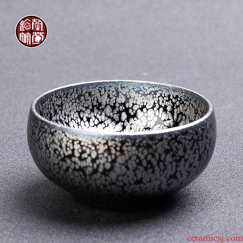 Travel around famous jianyang lohan cup pure manual black silver drop building ceramic tea cup single use master CPU