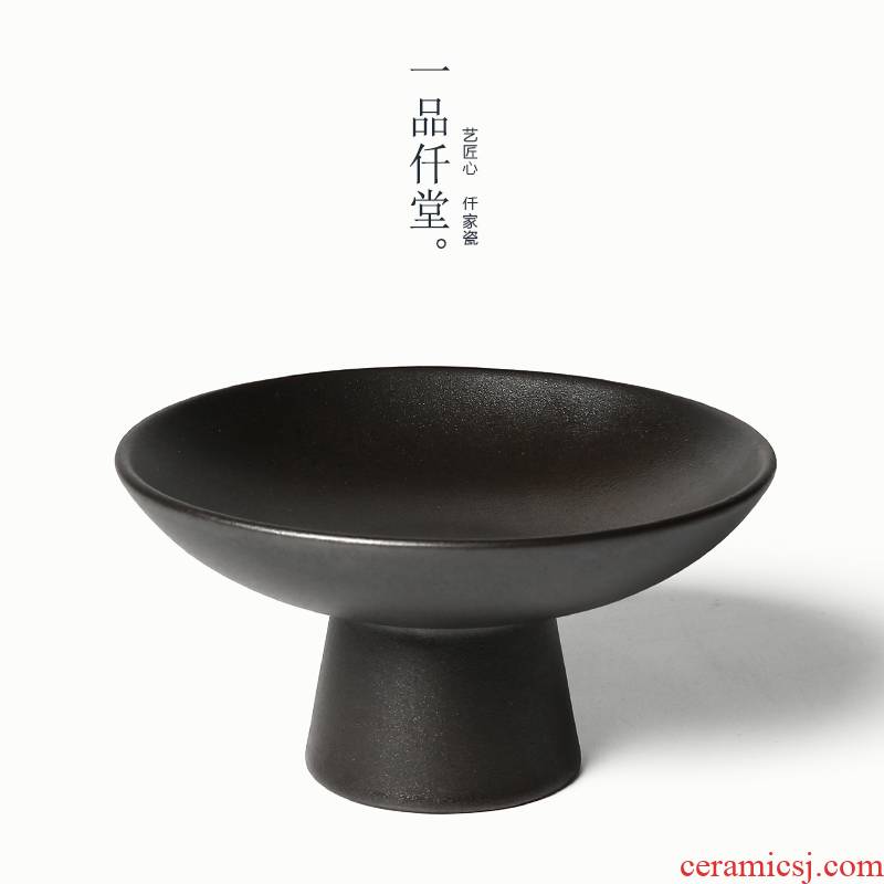 Yipin # $ceramic tea dish bowl of black pottery up fruit snacks tea dishes pot of tea with a zero