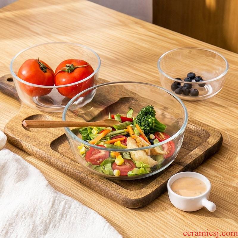 Transparent glass bowl thicken household heat large bowl eat salad bowl round small bowl dishes soup bowl of fruit