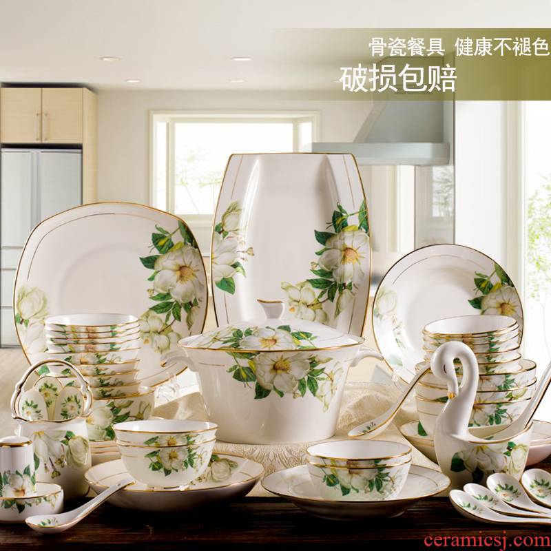 Korean 60 skull porcelain tableware suit dishes informs the bowl chopsticks wedding gift set dishes suit ceramic bowl