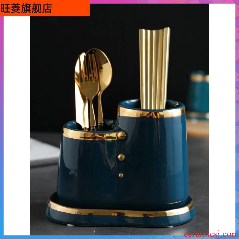 Web celebrity emerald conjoined chopsticks tube key-2 luxury Jin Bianxin ipads ceramic tableware chopsticks basket to receive a gift of waterlogging under caused by excessive rainfall cage.