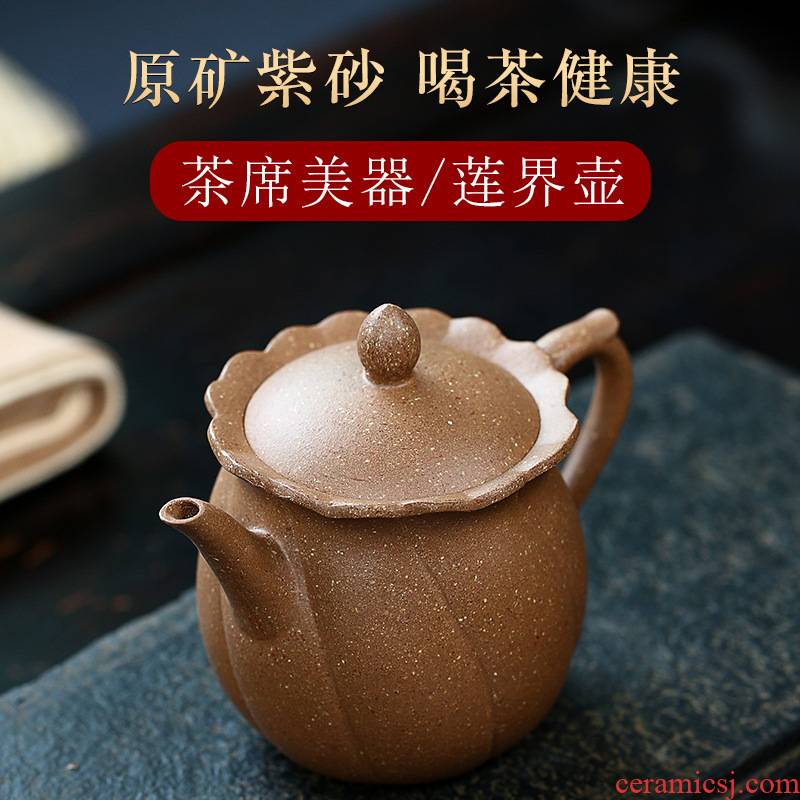 Four - walled yard authentic yixing undressed ore colorful period of mud by pure manual it lotus world custom the teapot tea set