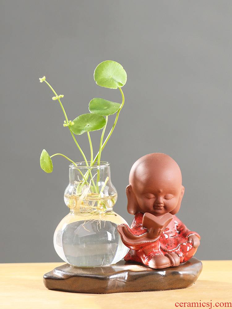 Creative water raise money plant hydroponic glass transparent pot pottery the plants flower vase desktop small place
